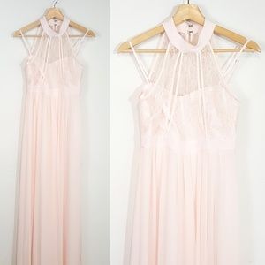 BCBGeneration Lace Halter Maxi Dress Size 4 Pink